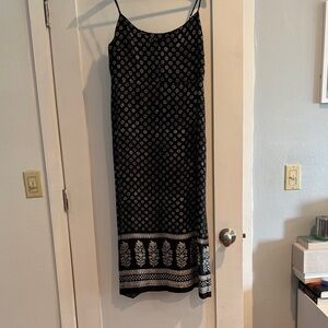 J. Crew Black and White Floral Midi Dress